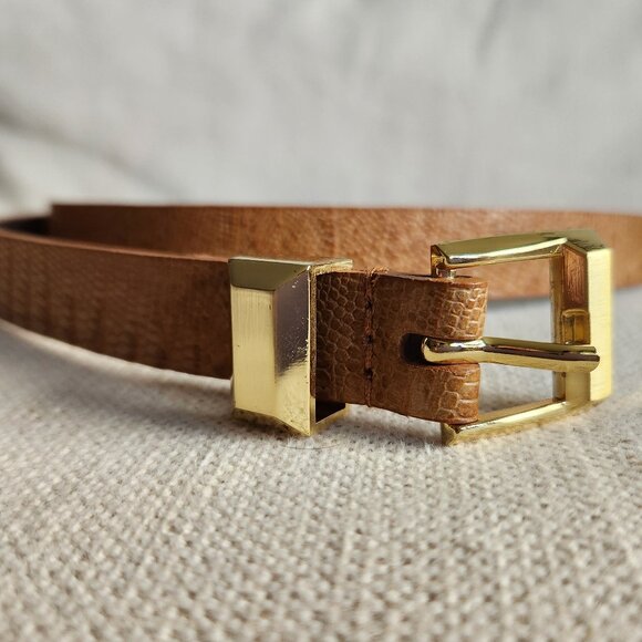 Calvin Klein Snake-Embossed Leather Slim Belt – Sz M - Picture 3 of 8